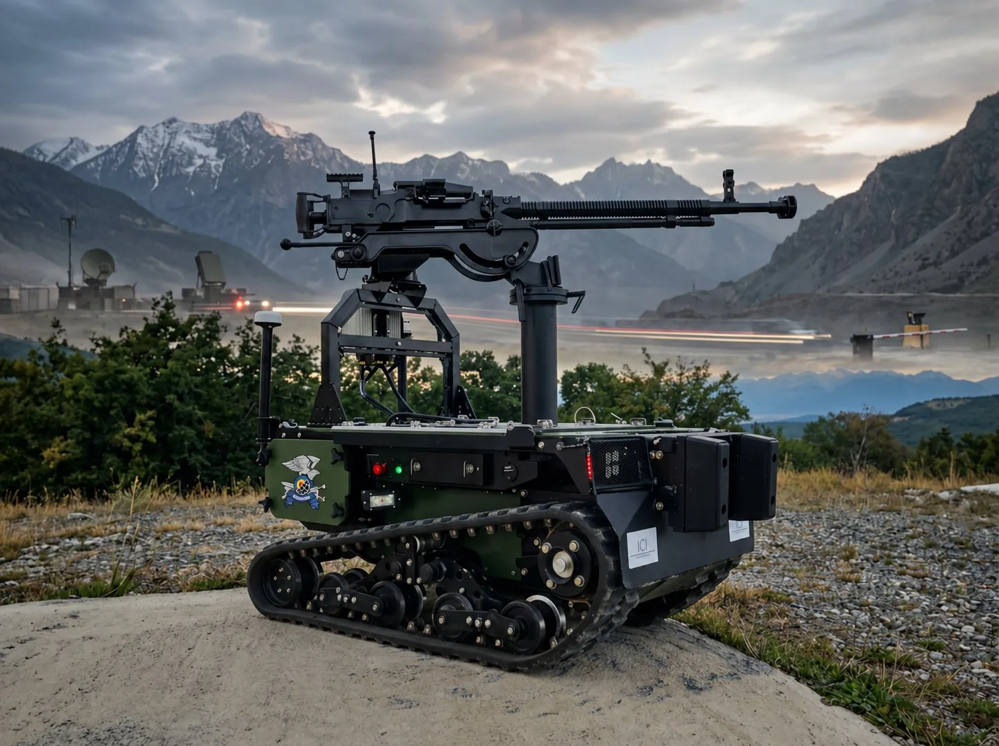 MAX1 carrying a remote weapon station on open ground